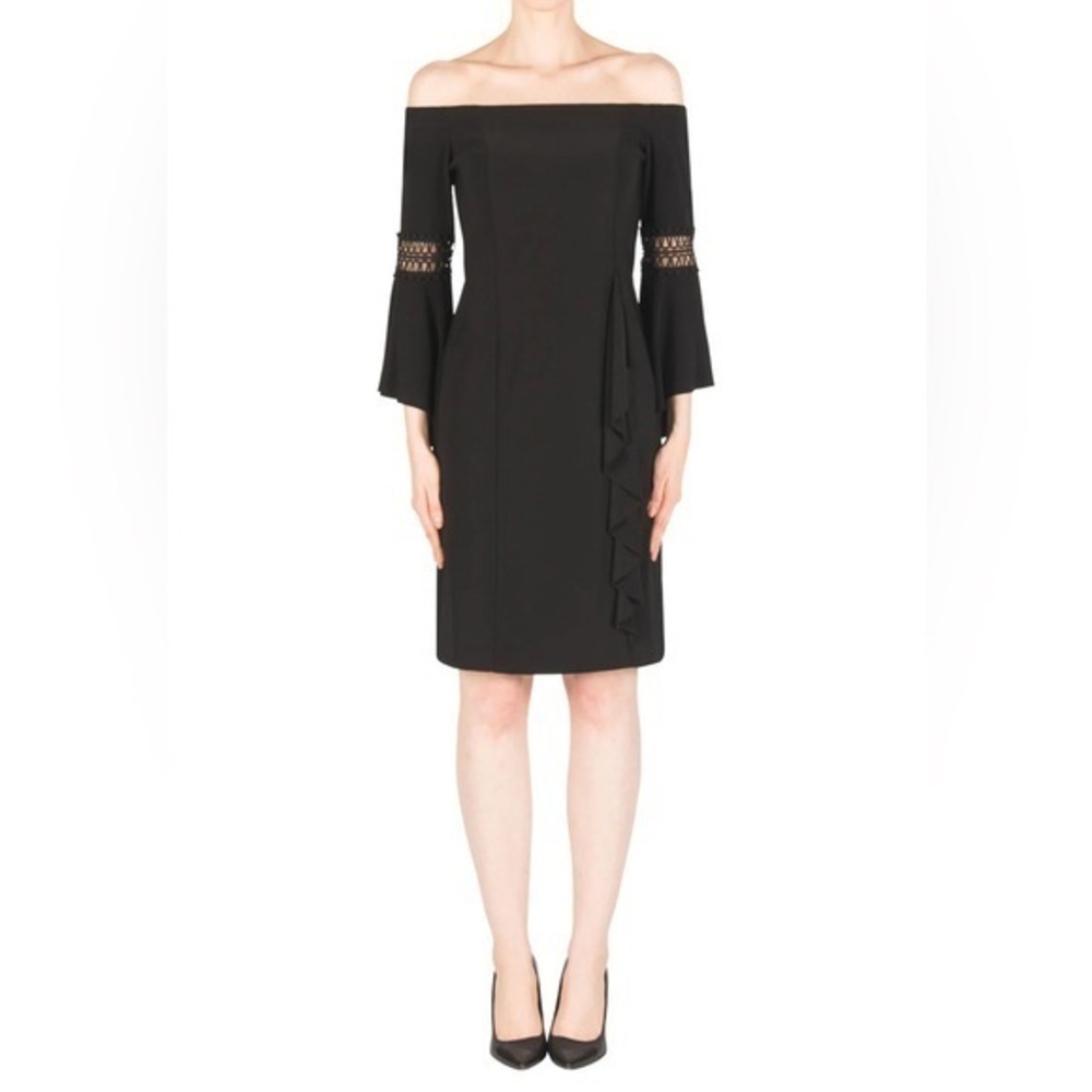 Joseph Ribkoff Black NWOT Bell Sleeve Autumn Wedding Guest Dress Size 6